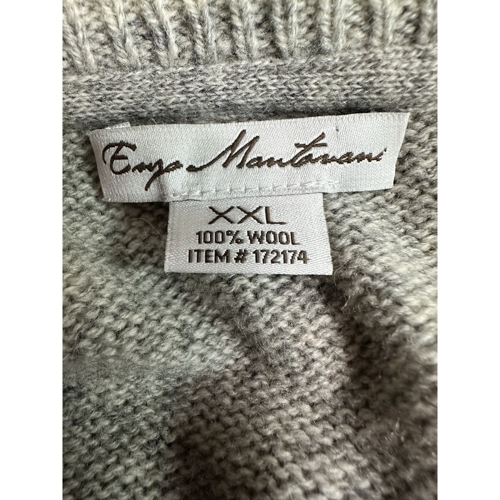 Enzo Mantovani Men's XXL 100% Wool Henley Sweater Thick Preppy Academic Formal - Picture 4 of 8